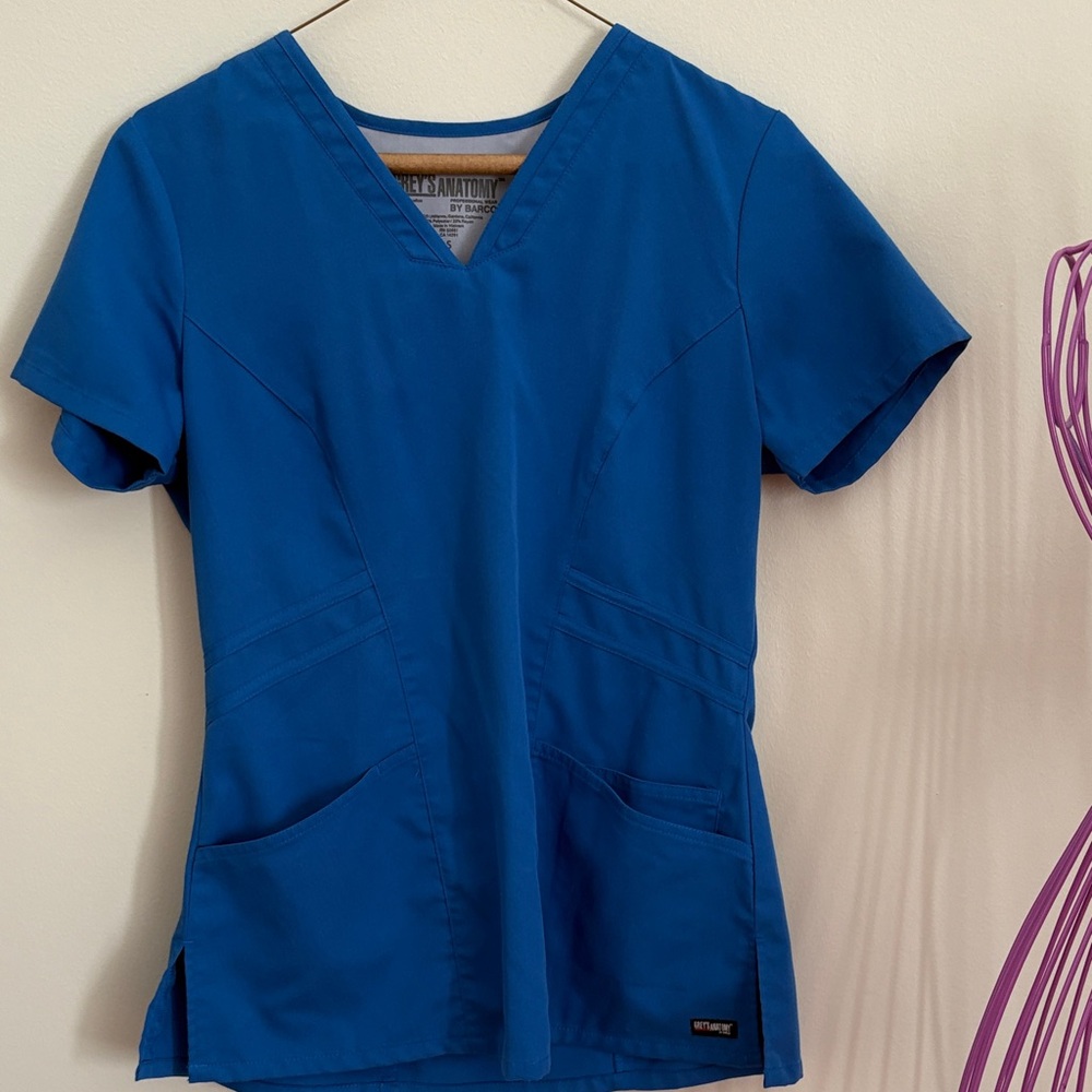 Grey's Anatomy Royal Blue V-Neck Short Sleeve Top